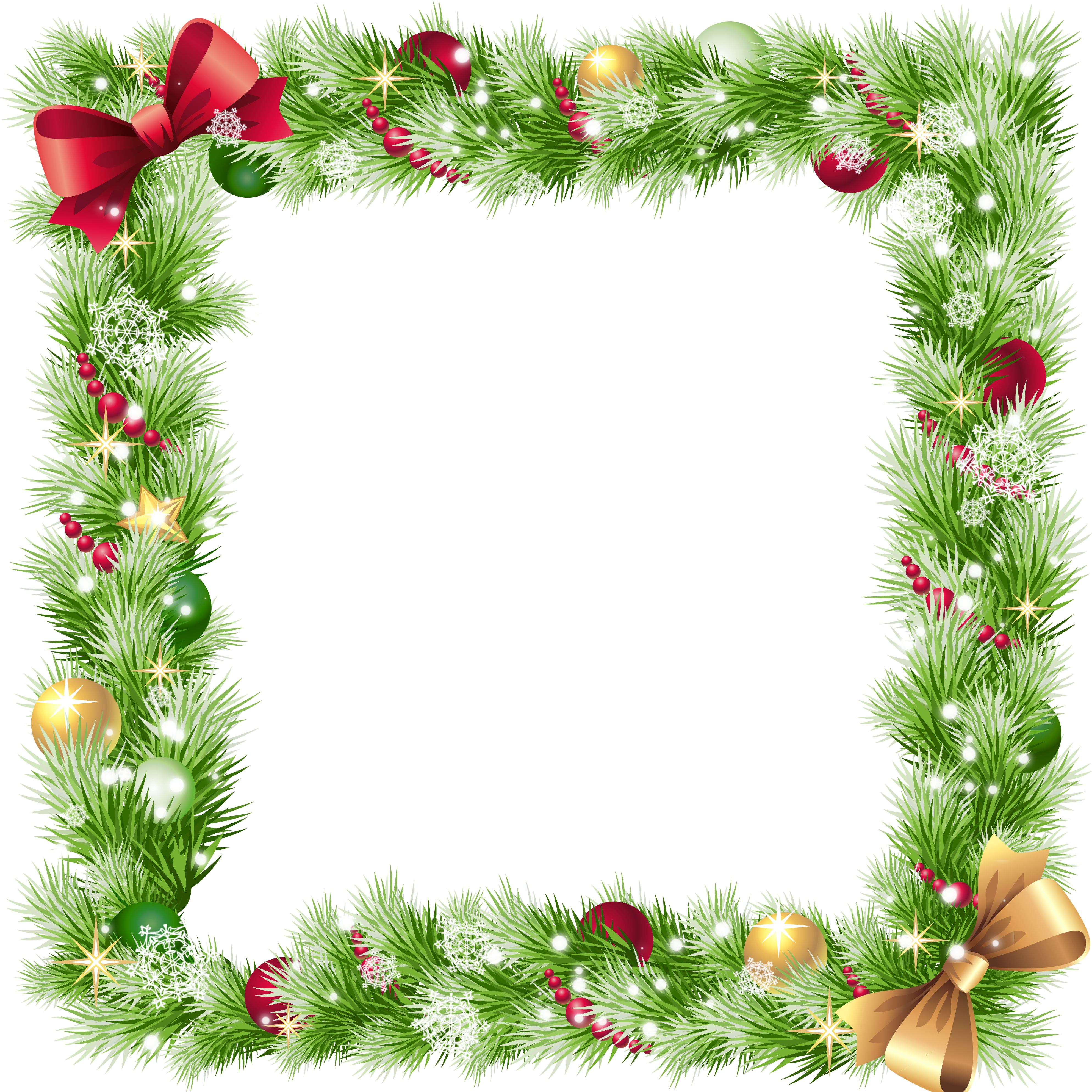 Snowflake Clipart Transparent Border - Merry Christmas Border Png (4027x4114)