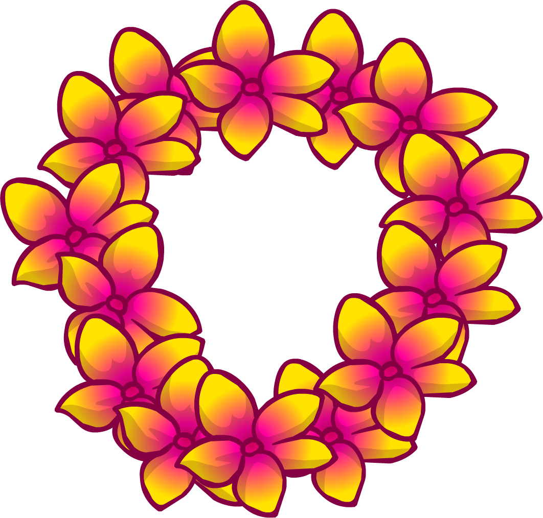 Lei Gallery Clip Art Library - Flower Lei Club Penguin (1062x1014)