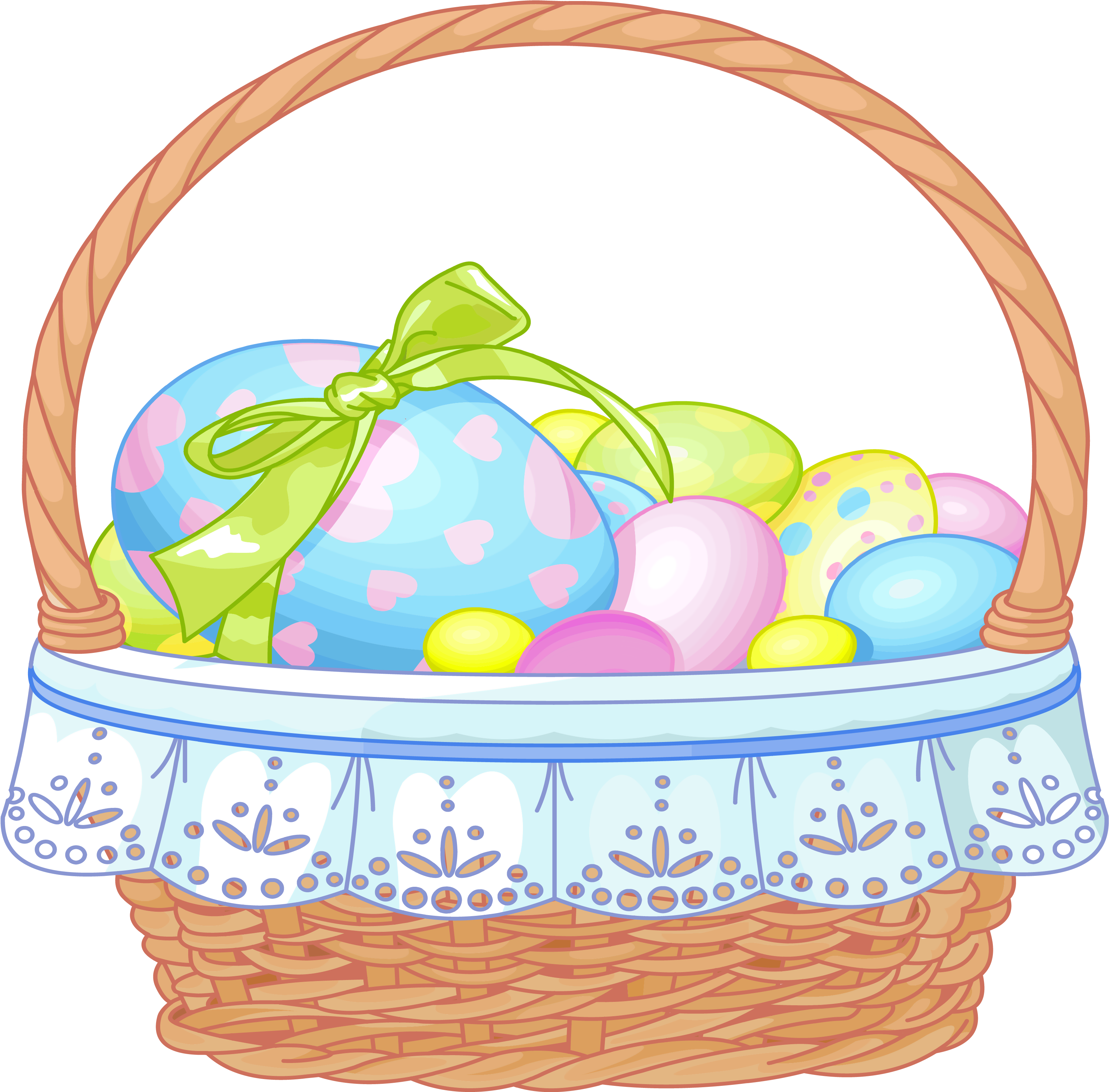 Easter Clipart Transparent Background - Easter Eggs Basket Clipart (3467x3836)