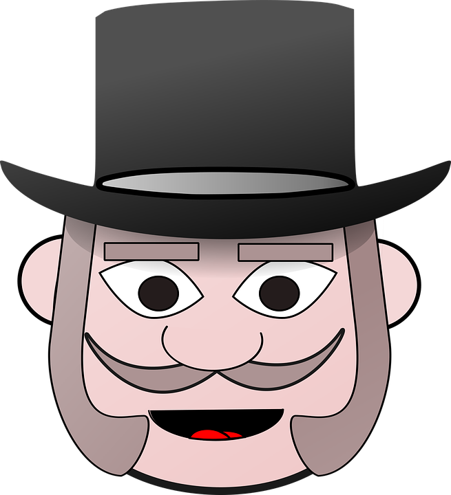 Victorian Clip Art Man Head Top Hat - Man In A Hat Clipart (682x750)