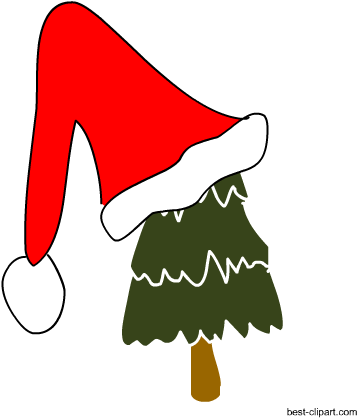 Christmas Tree With Santa's Hat Free Clip Art - Christmas Day (450x450)