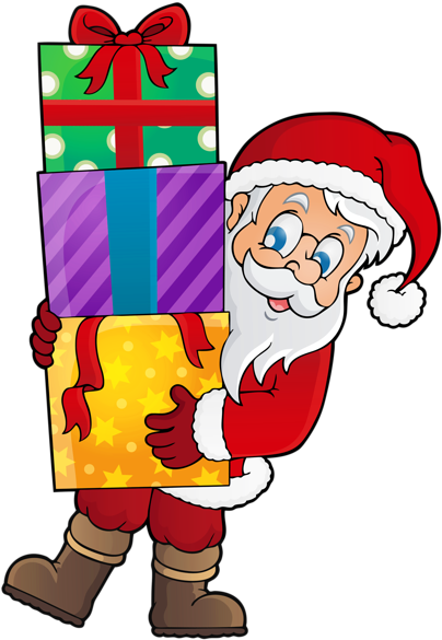 Transparent Santa With Presents Png Clipart - Christmas Day (423x600)