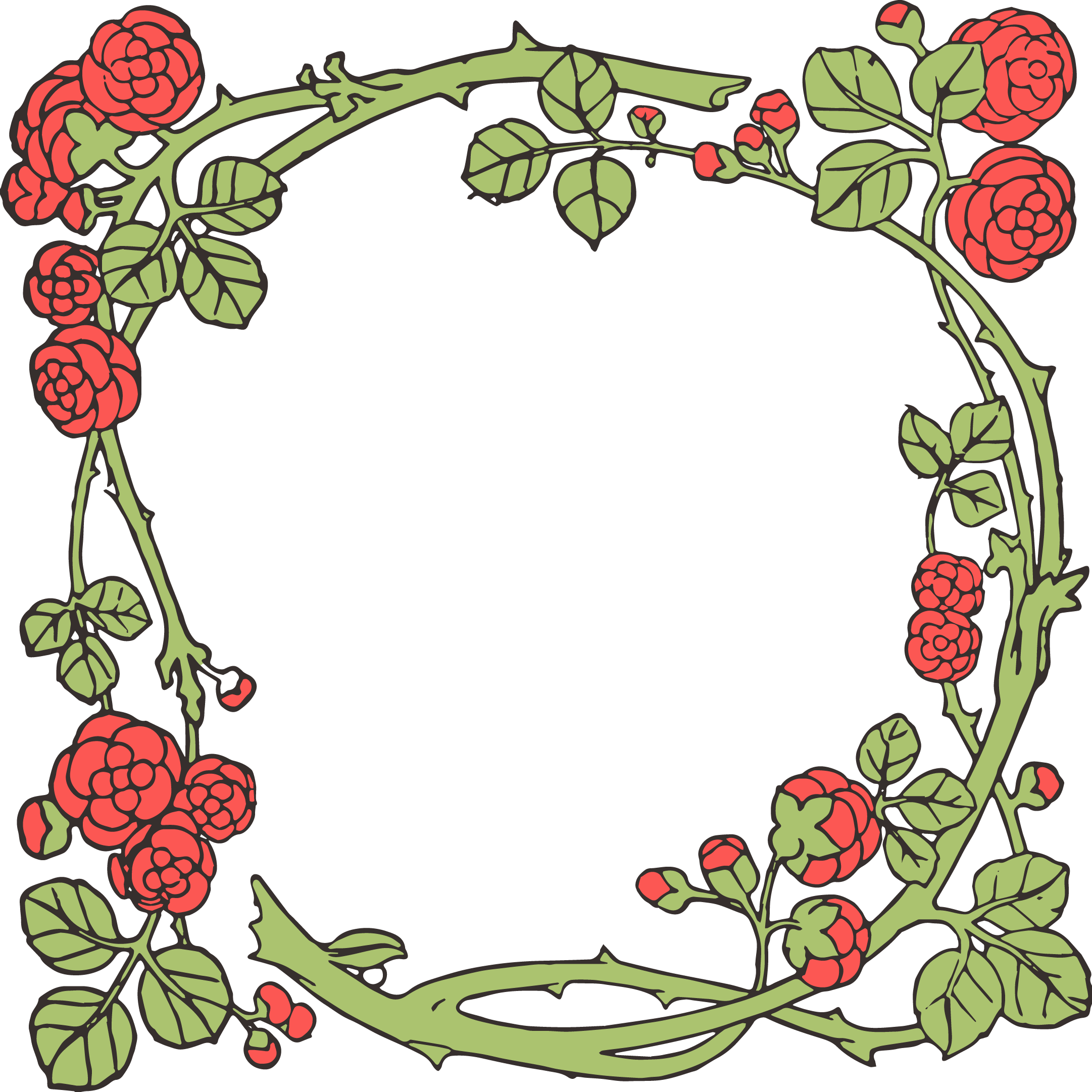 Vintage Flower Clipart Borders Vintage Color - Frame Roses Clip Art Png (2162x2162)