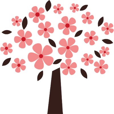 Pink Flower Clipart Flowering Tree - Blooming Trees Clipart Png (400x398)