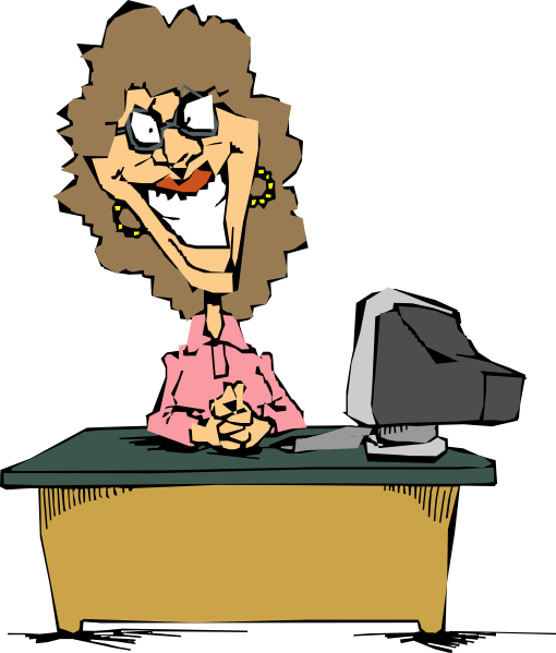 Free Vector Woman Using A Computer Clip Art - Computer Clip Art (510x599)