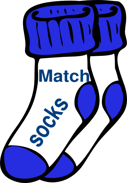 Chores Blue Match Socks Clip Art - Socks Clip Art (414x599)