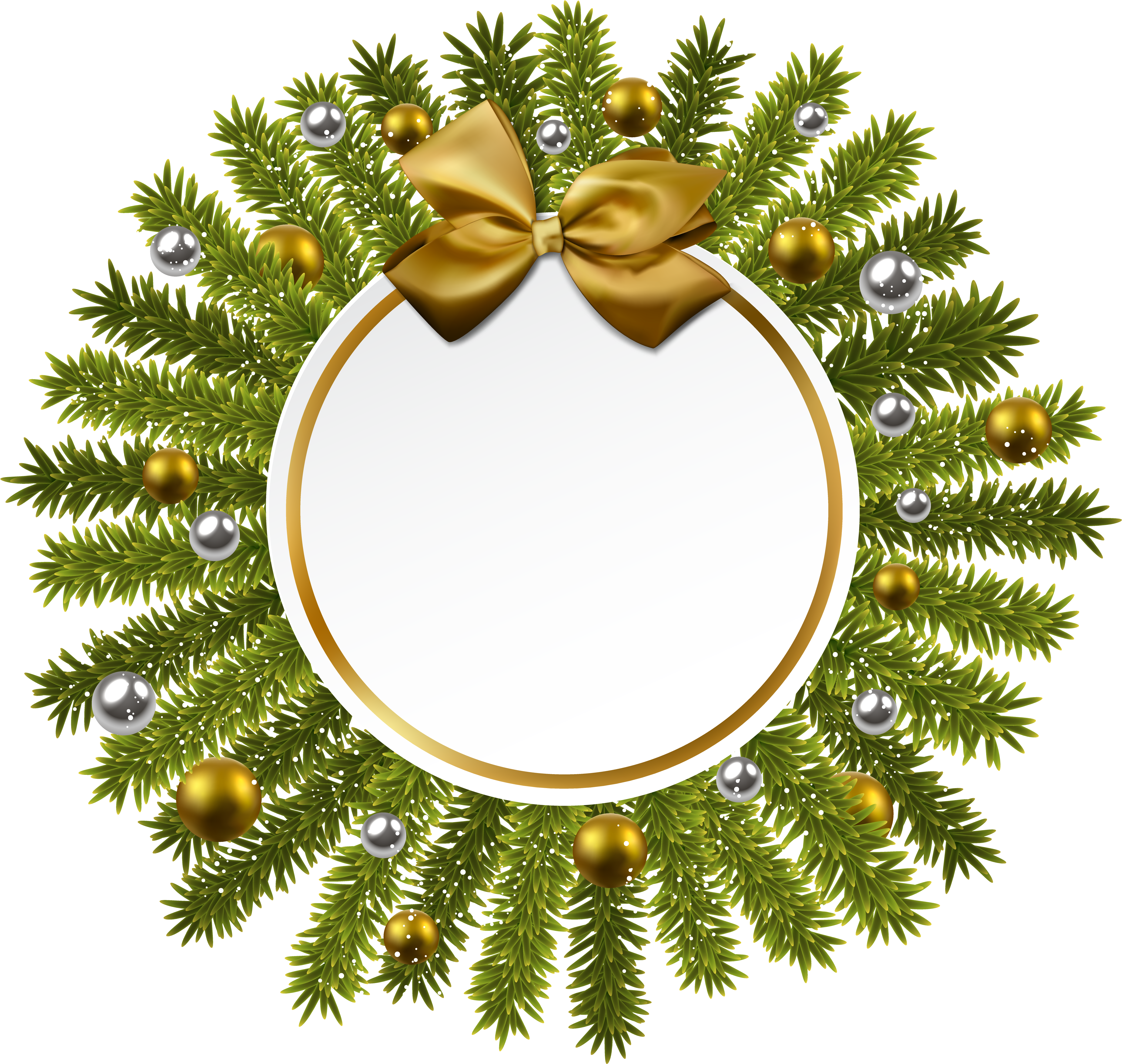 Pine And Gold Bow Christmas Decoration Png Clipart - Trapezoidal Thread Pitch Gauge (5000x5000)