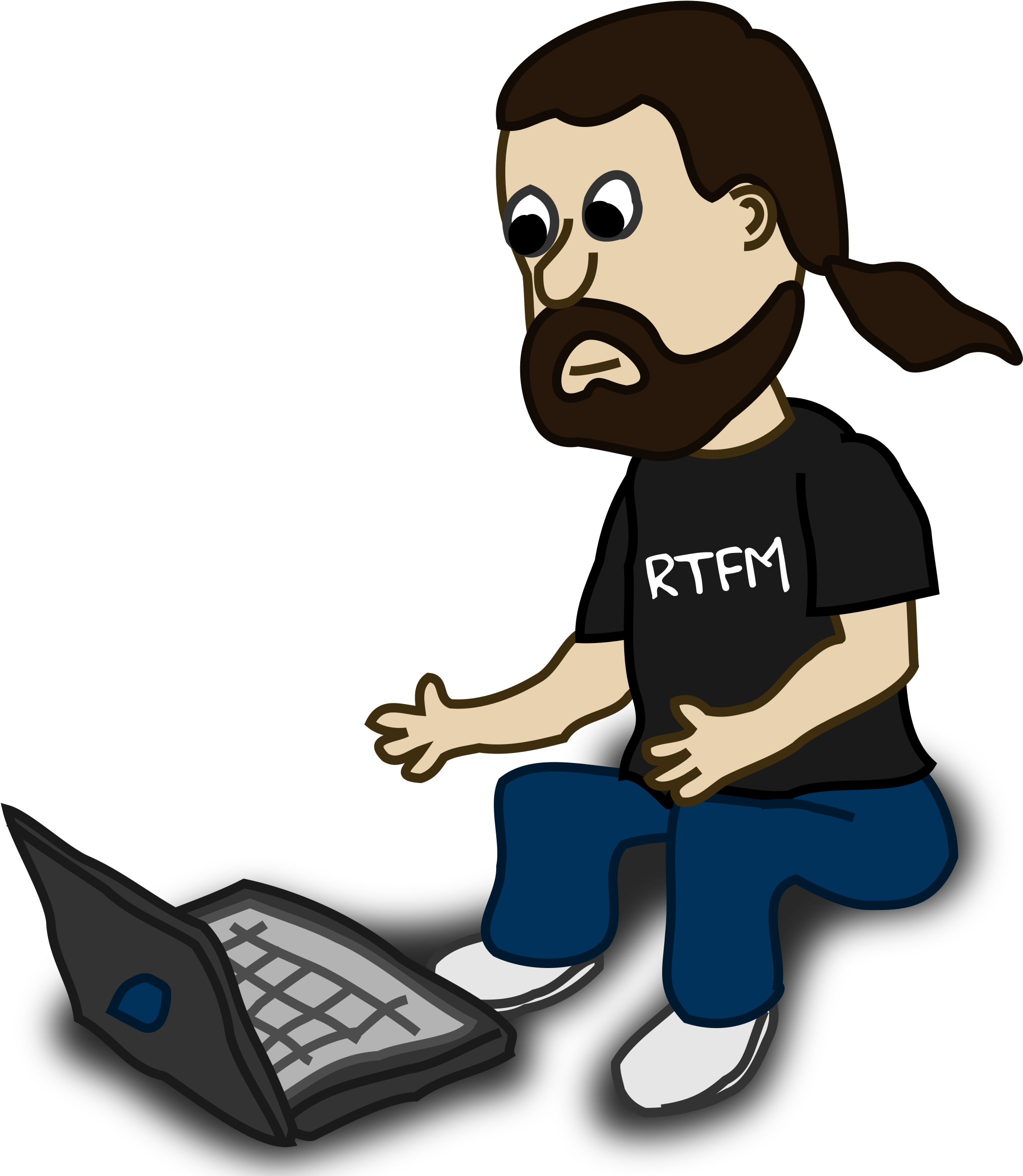 Person At Computer Cartoon - Man On Laptop Cartoon (2400x2400)
