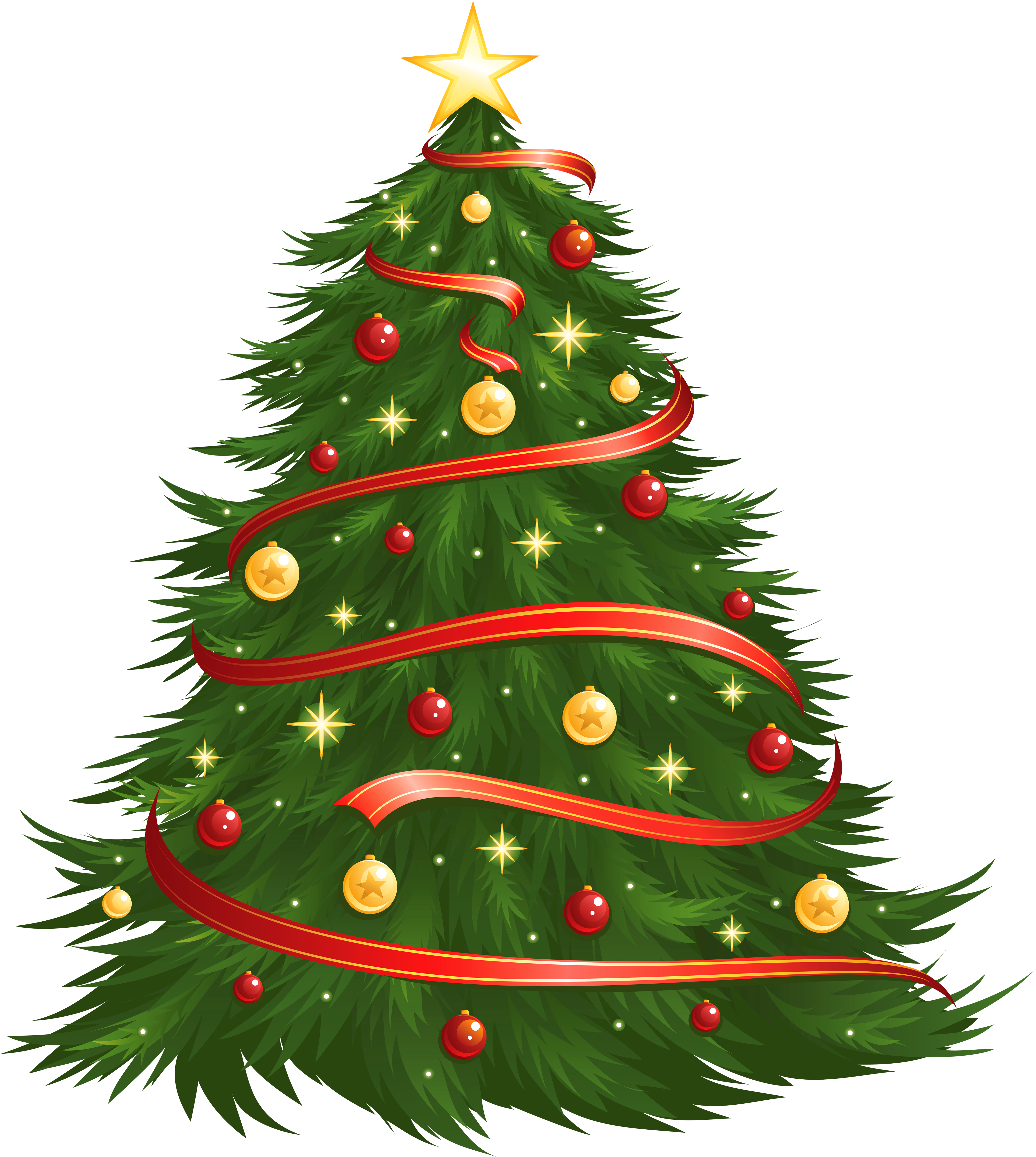 Large Size Transparent Decorated Christmas Tree Png - Christmas Tree Vector Png (4500x5029)