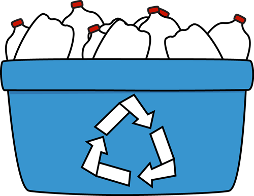 Blue Recycle Bin With Plastic Bottles Clip Art - Plastic Recycling Clipart (500x386)
