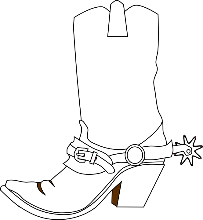Cowboy Boots Spurs Boots Western Boots Bronco Boots - Black And White Old West Cowboy Boots Clipart (665x720)