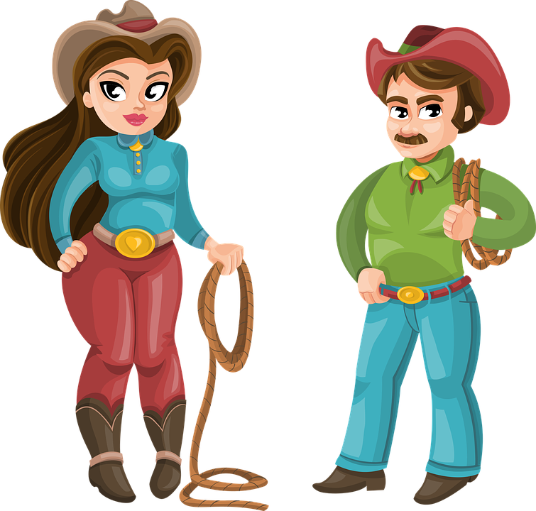 Cowboy Man Woman Girl Western Hat Macho - Cowboy Man And Woman (755x720)