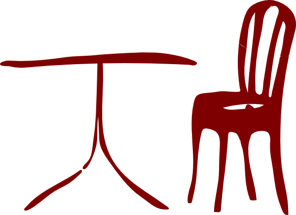 Table Clip Art - Clip Art Table And Chair (600x436)