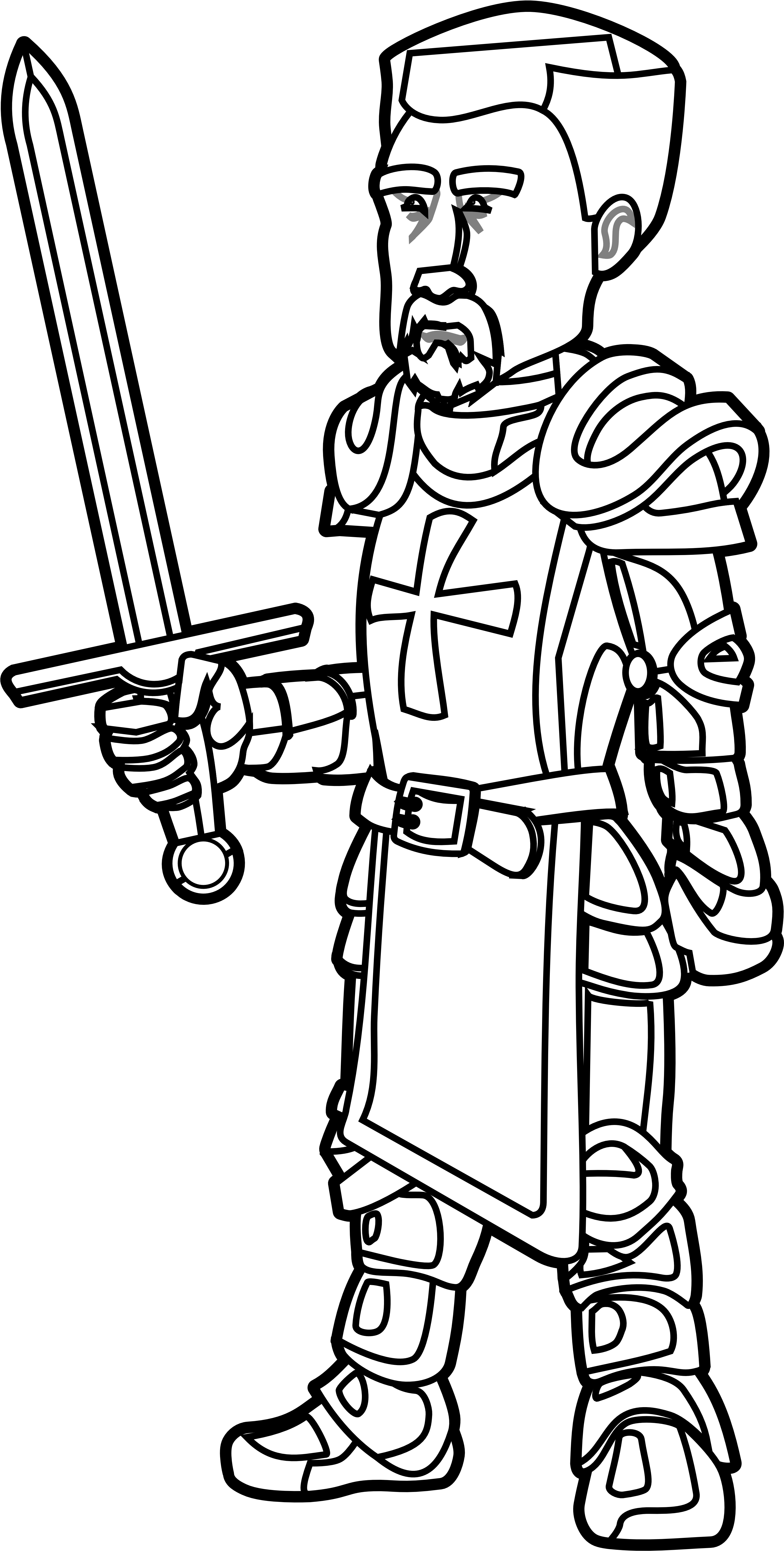 Knight Clipart - Knight Black And White Clip Art (3333x6617)