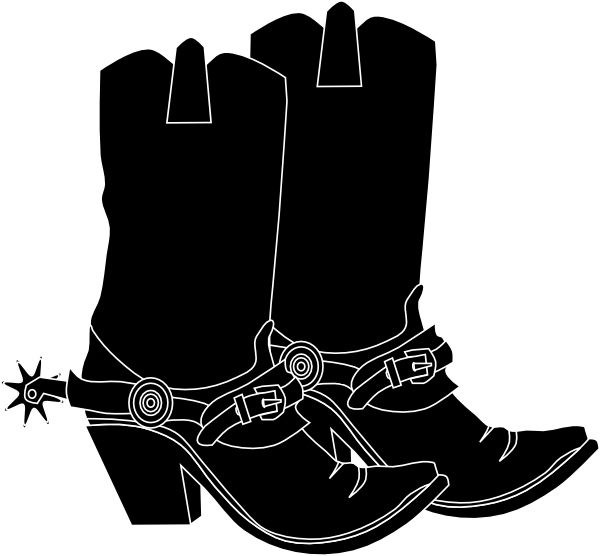 Black Western Boots Clipart Kid - Black Cowboy Boots Clipart (600x556)