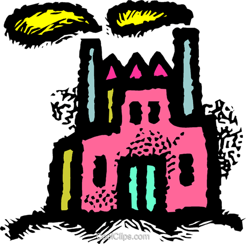 Factory With Smokestacks Royalty Free Vector Clip Art - Factory With Smokestacks Royalty Free Vector Clip Art (480x476)