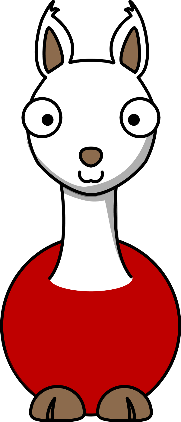 Llama Red Vector Clip Art - Cartoon Llama (600x1397)