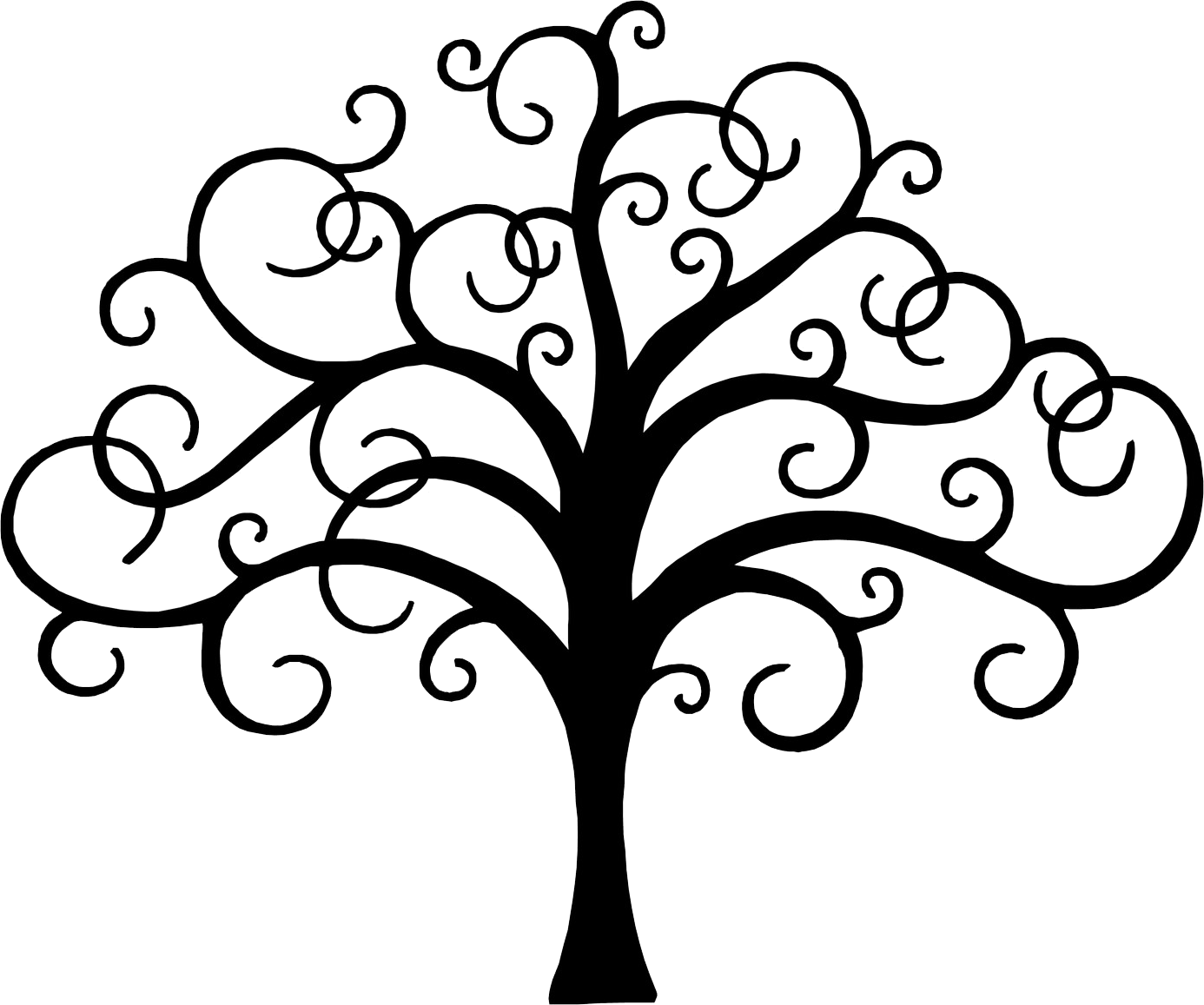 Scroll Tree- Family Tree On Wall - Easy Tree To Draw (1386x1157)