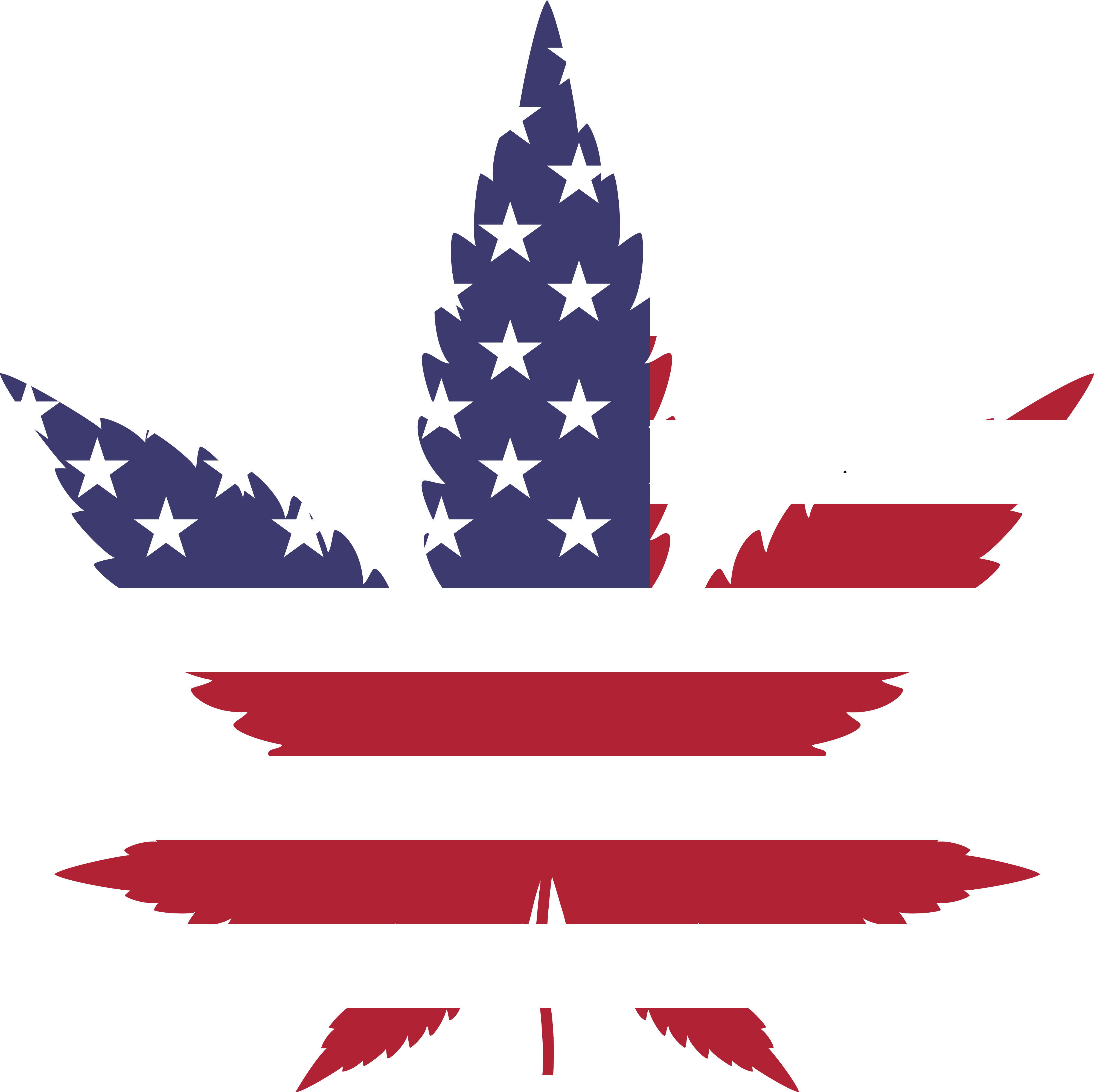 Free Clipart Of A Pot Leaf With An American Flag Pattern - Marijuana Leaf American Flag (4000x3993)