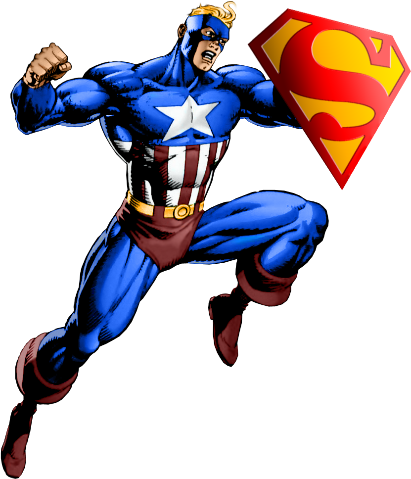 Superman And Wonder Woman Clipart - Captain America And Superman Fusion (864x1000)