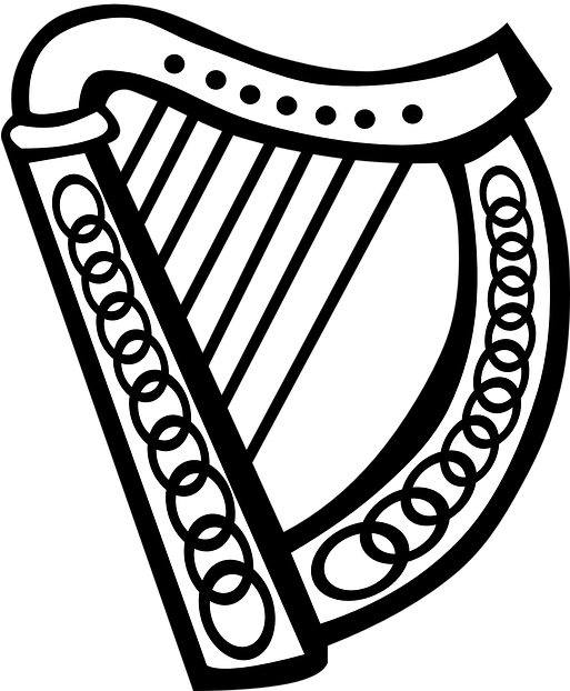 Harp Ireland Irish Celtic Instrument Bard Gaelic - Irish Harp Clip Art (512x720)