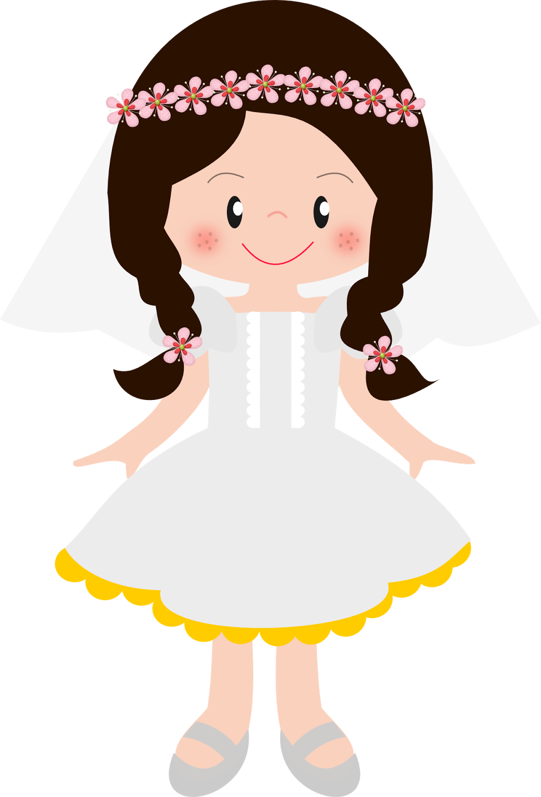 Girls In Their First Communion Clip Art - Moldes De Caipiras Para Festa Junina (1087x1600)