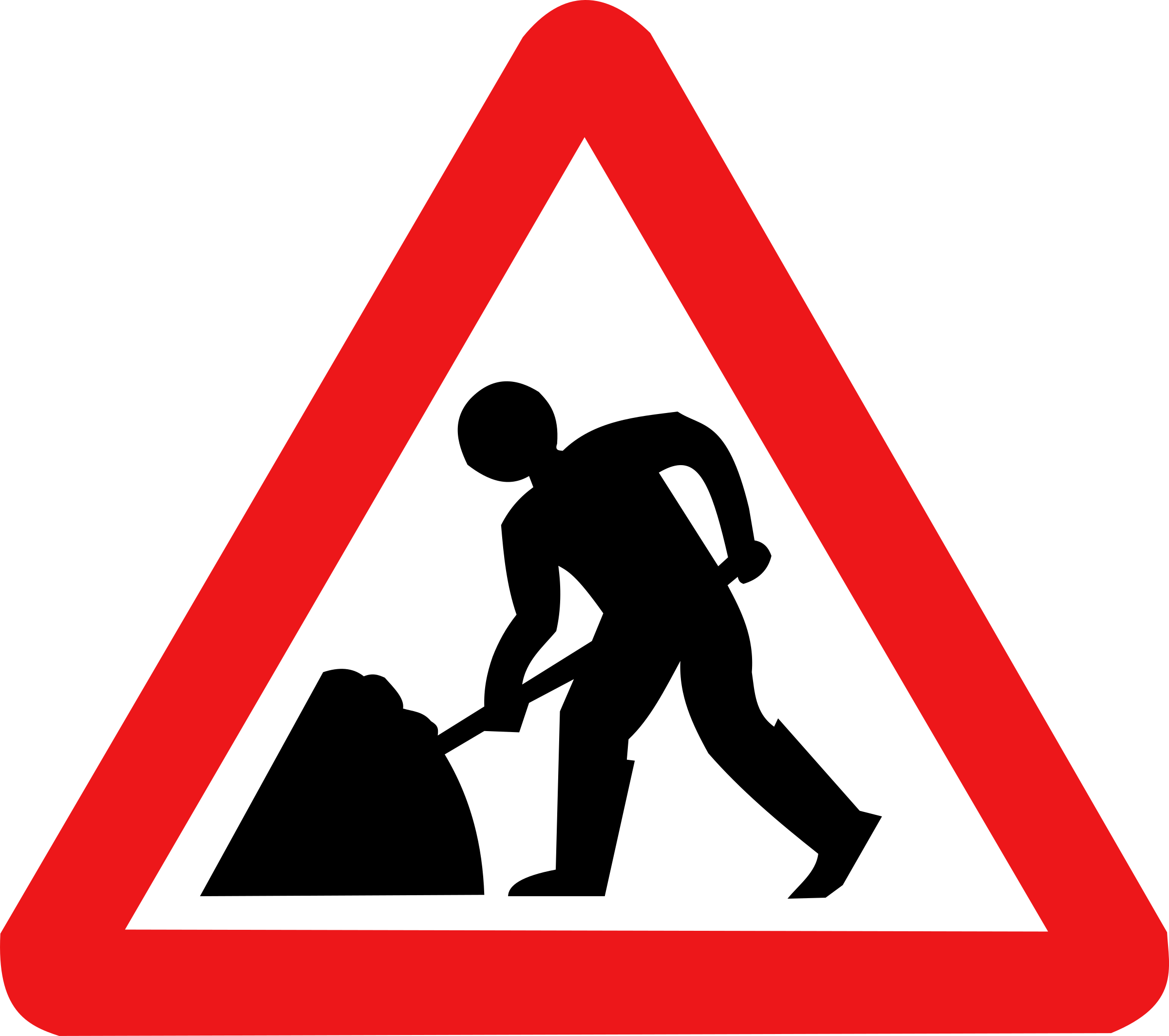 Roadwork Sign - Falling Rocks Sign Png (2400x2127)