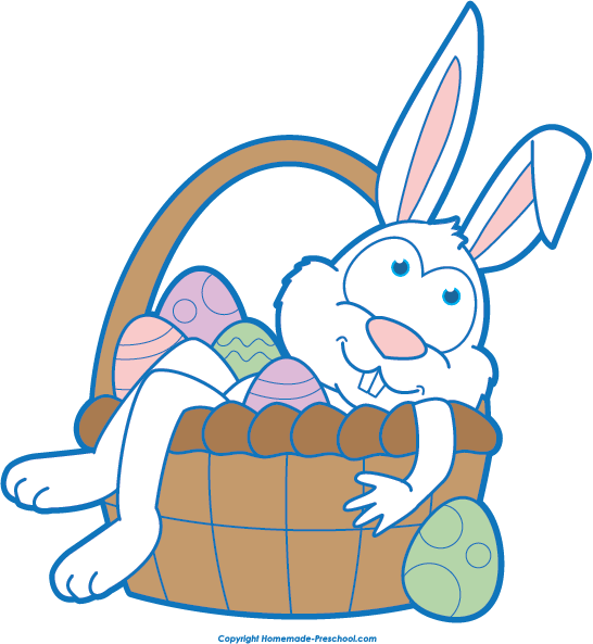 Click To Save Image - Easter Bunny With Basket Clip Art (546x593)