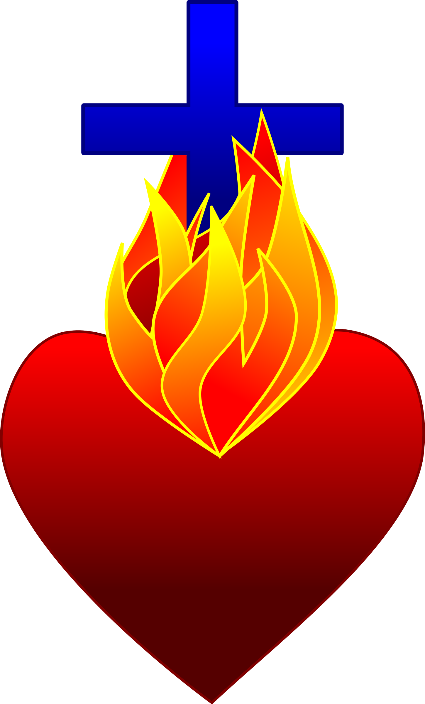 Clipart - Jesus Heart On Fire (1449x2400)