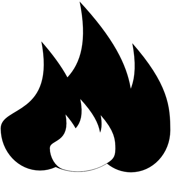 Fire Symbol Clip Art At Clker - Black And White Fire Symbol (588x597)
