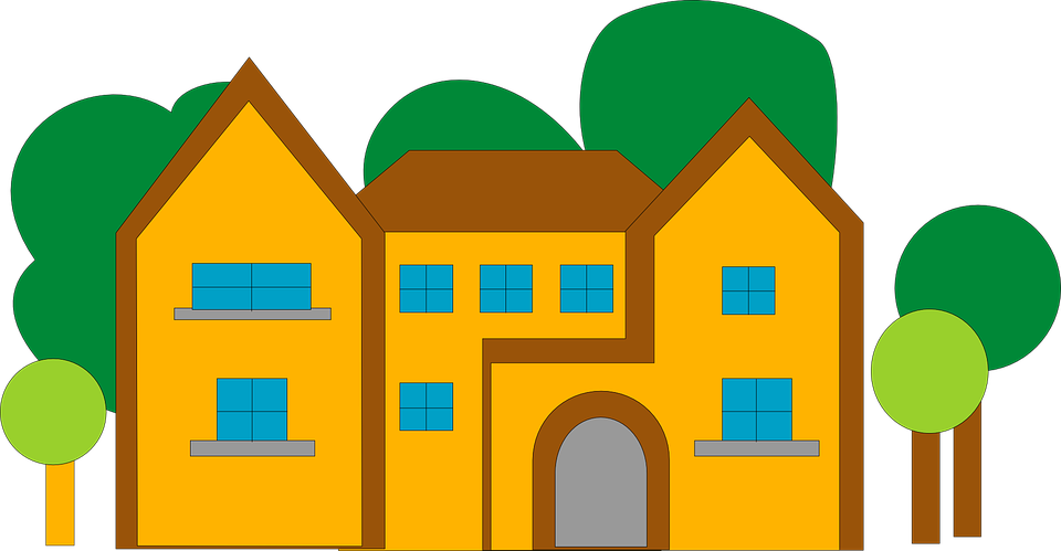 House Home Large Orange Architecture Building - Clipart Buildings (960x499)