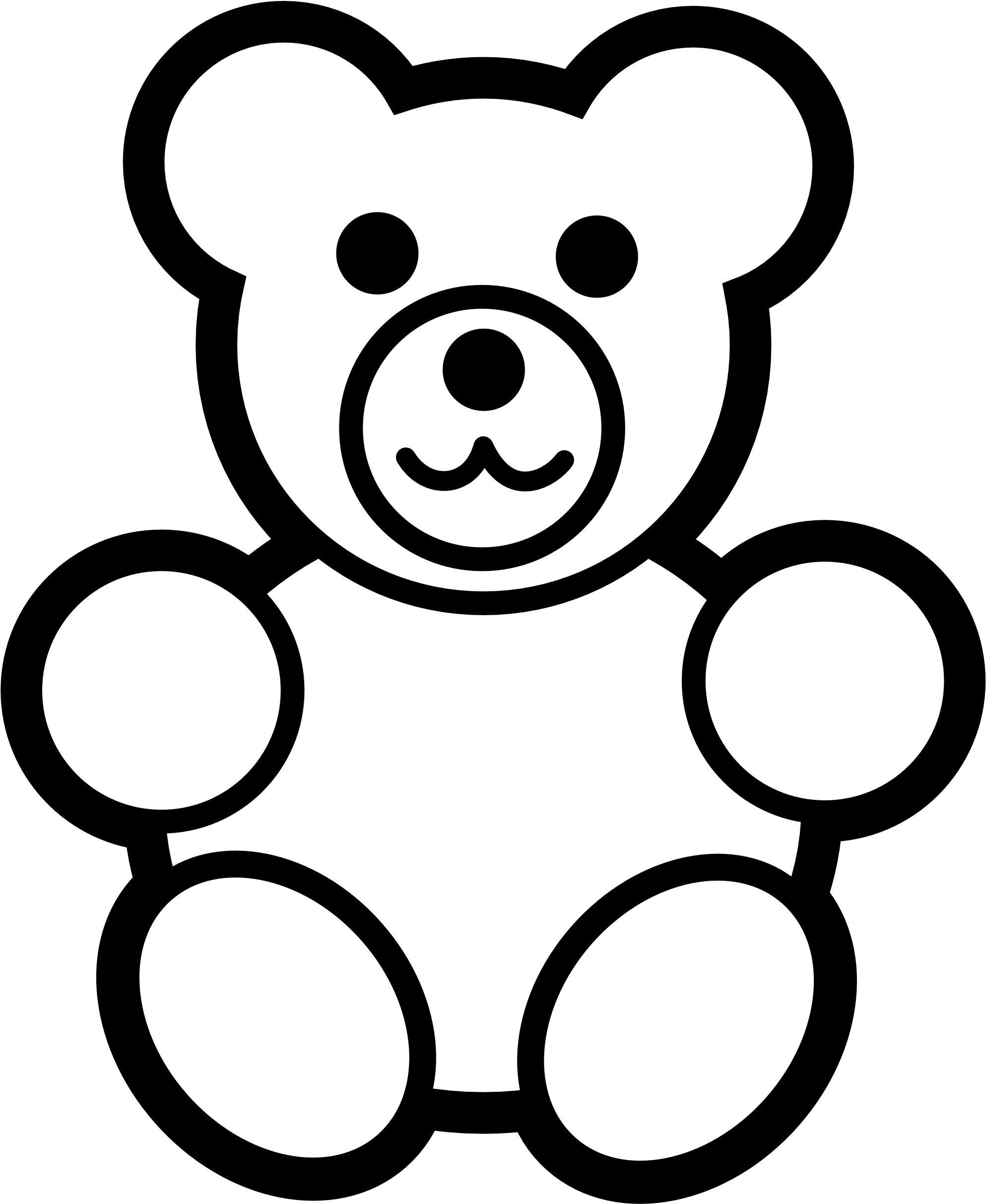 Teddy Bear Clipart Black And White - Teddy Bear Coloring Page (2555x2555)