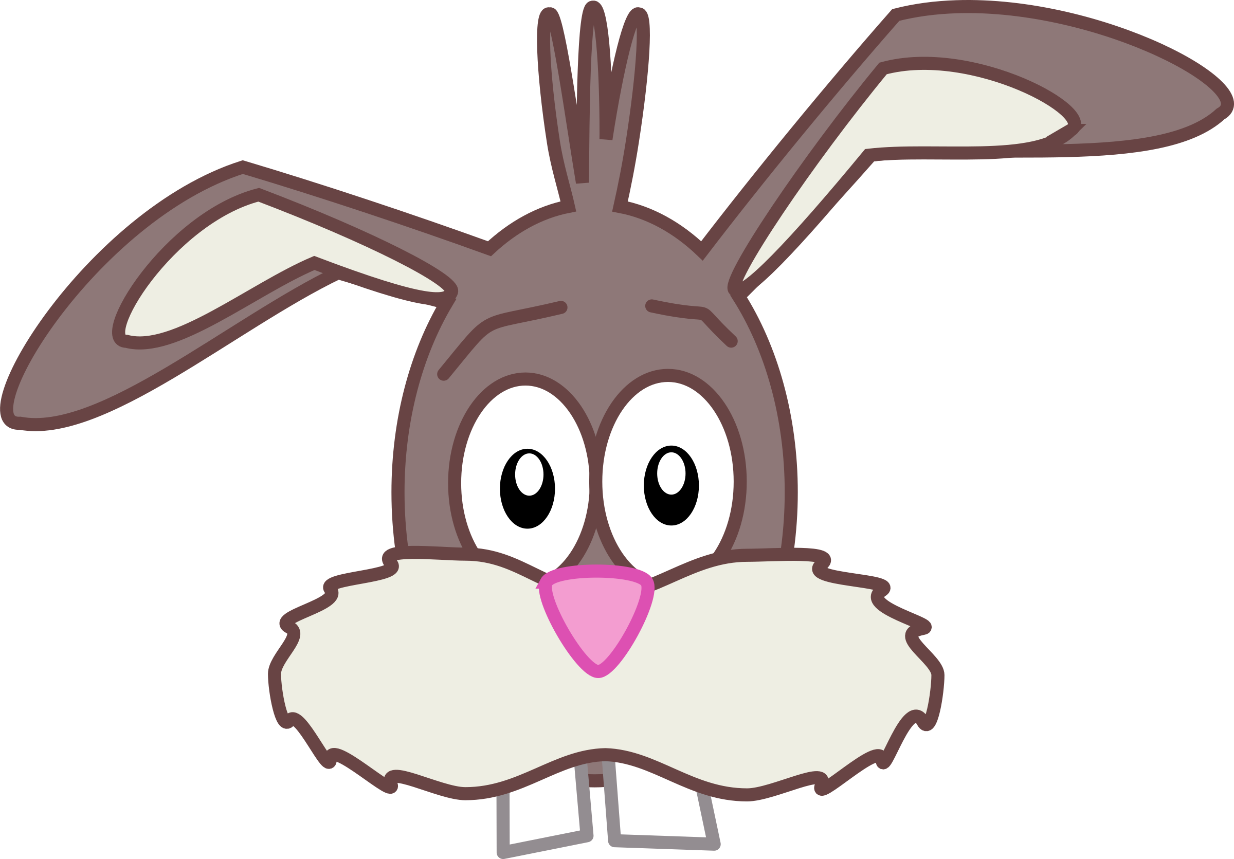 Mammal Clipart Animal Faces - Rabbit Clip Art (2400x1671)