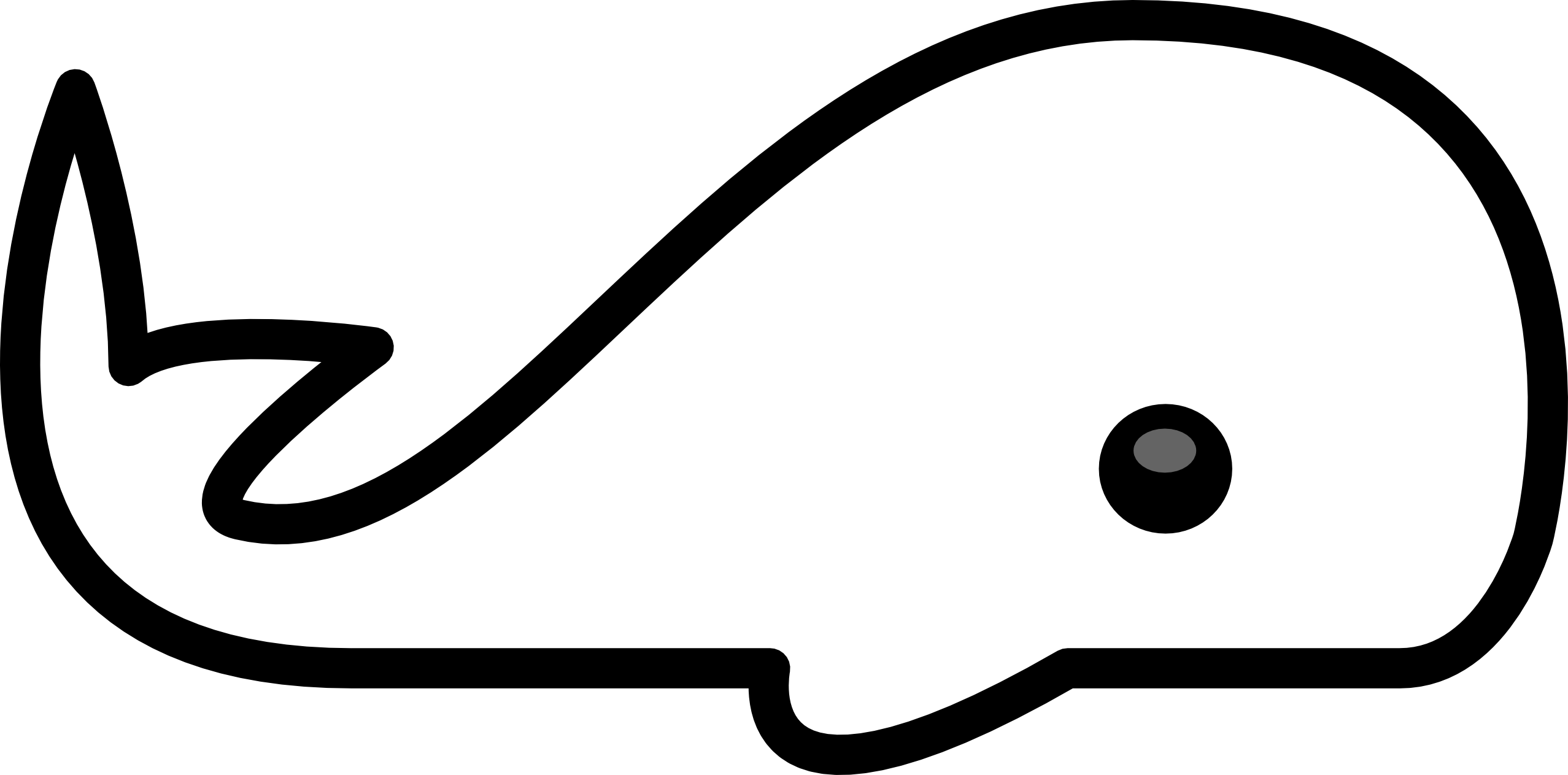 Blue Whale Clipart Coloring Page - Black And White Whale (2555x1263)