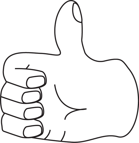 Black And White Thumb - Clip Art (486x500)
