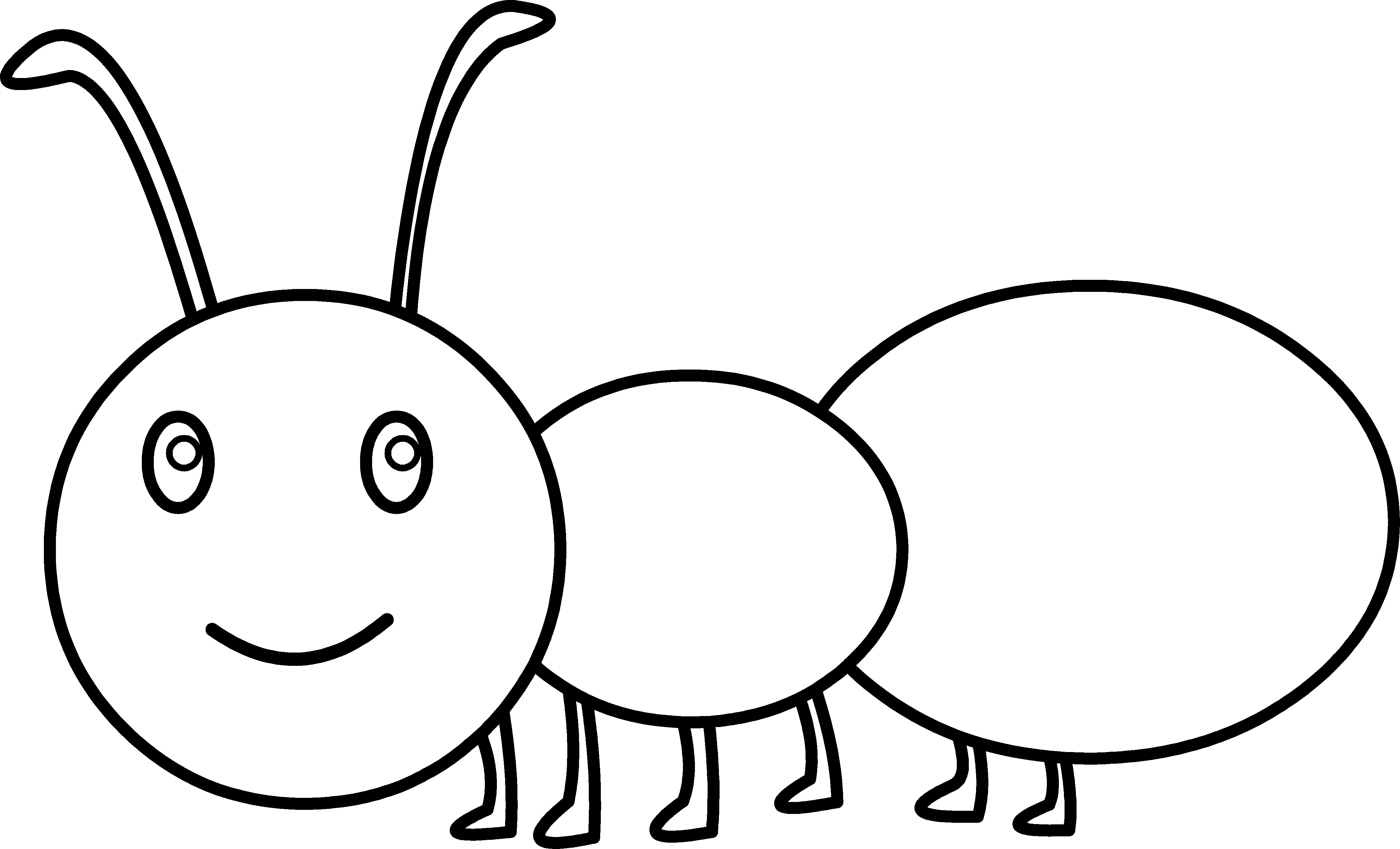 Ant Outline Clip Art Cute Coloring Page Free - Ant Black And White (4432x2688)