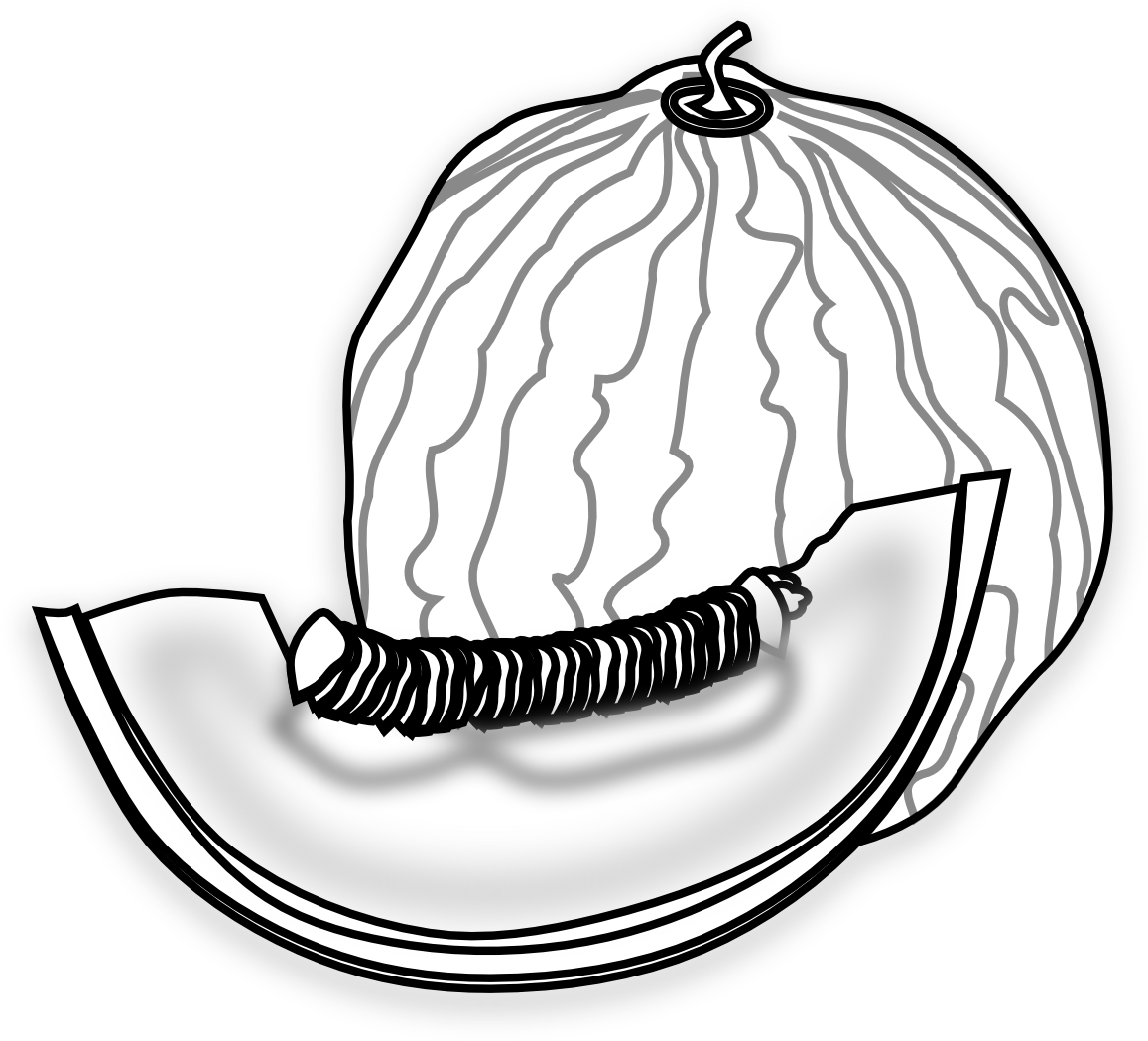 Melon Clip Art Black And White - Clip Art (1331x1305)