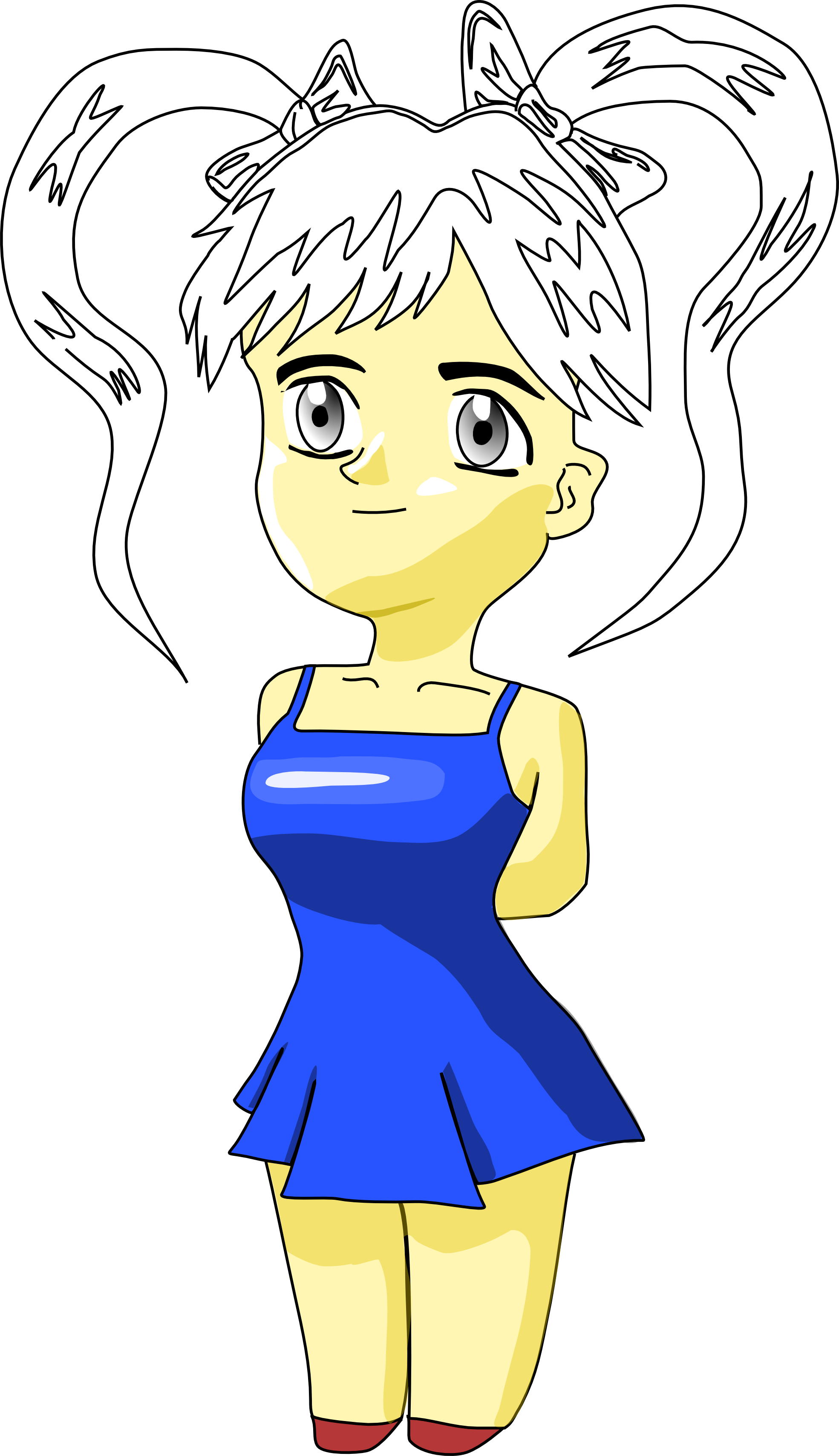 Chibi Character Black White Line Art Scalable Vector - Clip Art (1969x3415)