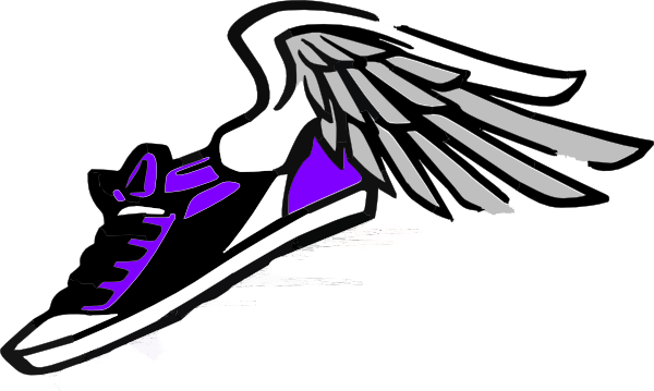Running Shoe With Wings Clip Art - Running Shoe Clipart (600x359)