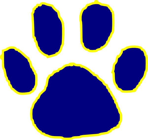 Tiger Paw Clip Art - Blue And Gold Paw Print (600x567)