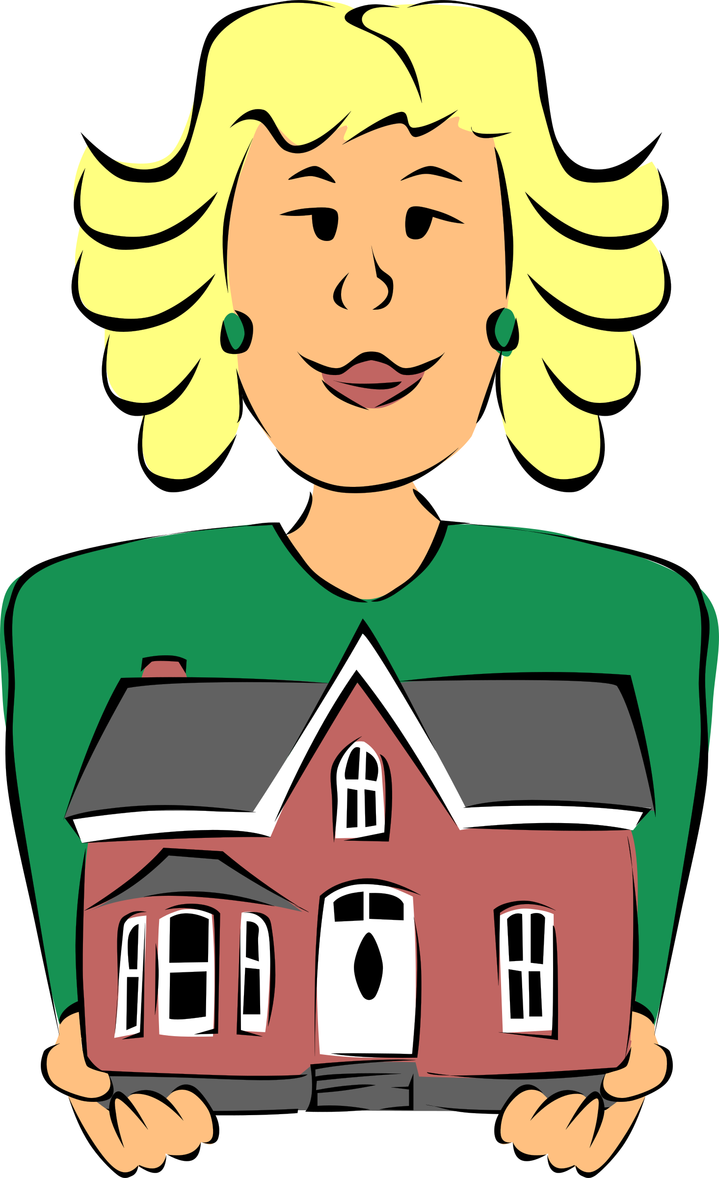 Estate Agent Holding House - House Clip Art (1465x2400)