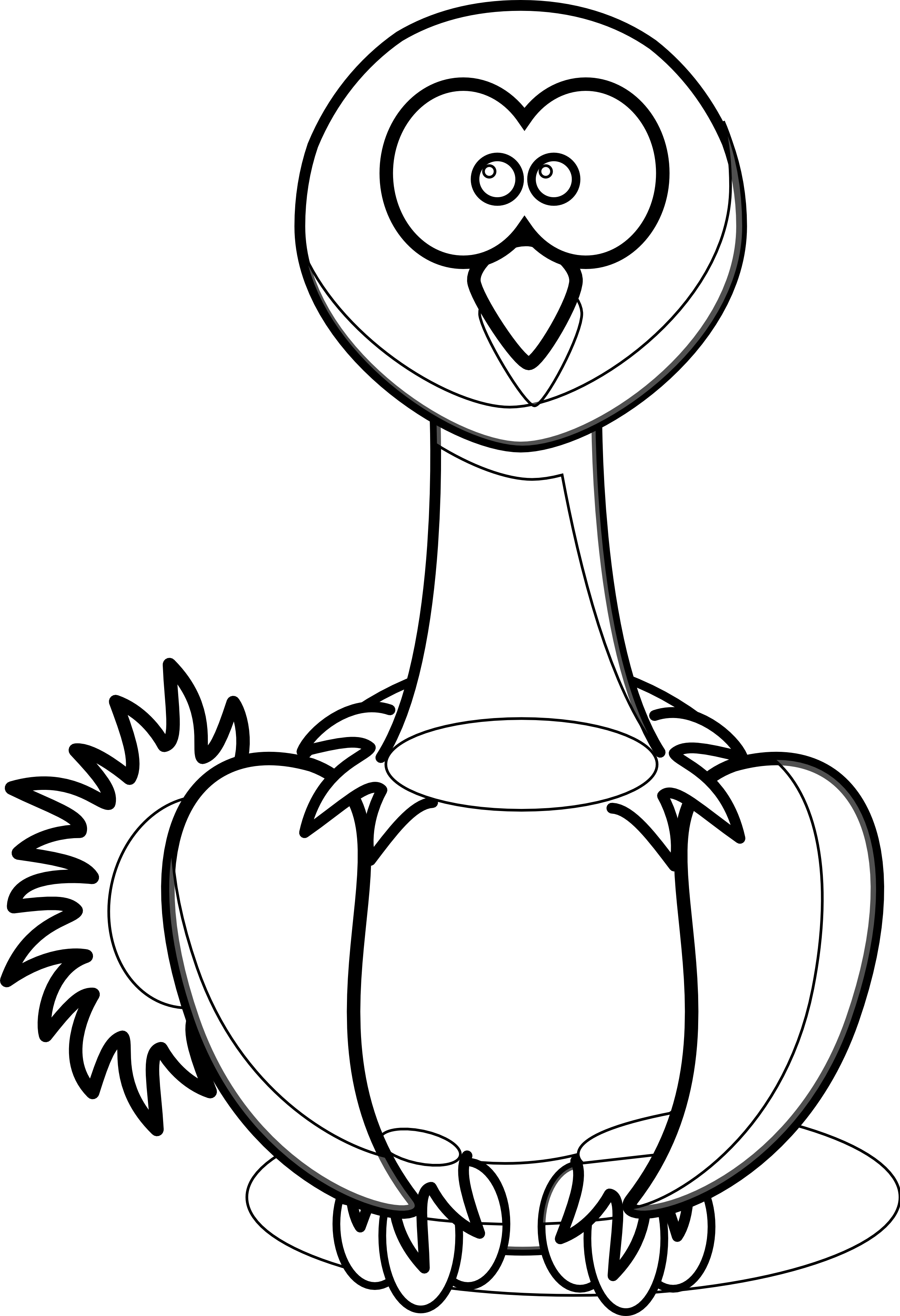 Ostrich Clipart Black And White Clipart Panda - Peacock Cartoon Black And White (2555x3737)