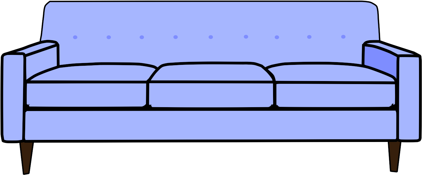 Light Blue Cartoon Couch - Couch Clip Art (1440x1080)