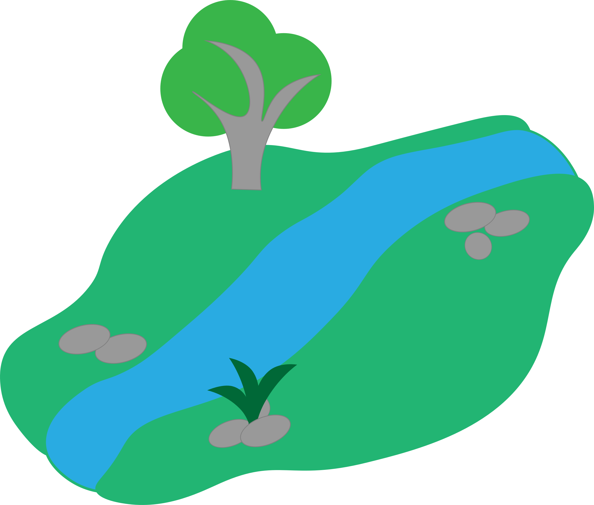 Stream With Basic Tree - Clip Art Of Canal (2400x2040)