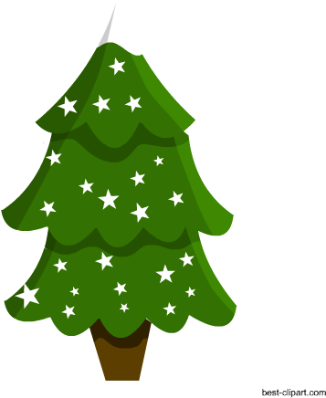 Christmas Tree With Snow And White Stars Clip Art - Christmas Day (450x450)