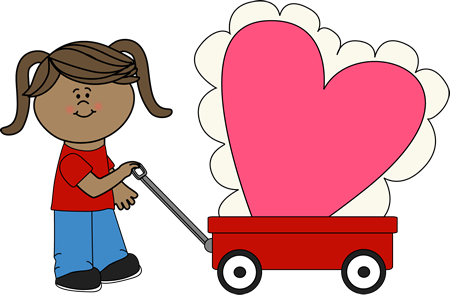 Girl With Big Valentine Clip Art - Valentines Clip Art Kids (450x295)
