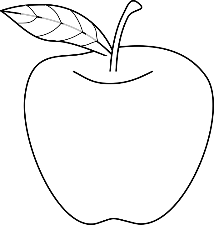 Apple Food Fruit Outline Fruits Plant - ภาพ วาด ระบายสี แอ ป เปิ้ ล ...