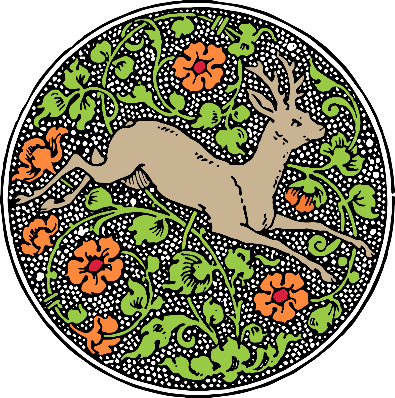 Free Vintage Deer Clipart Image Colored Version - Christmas Clipart Transparent Black And White Vintage (1571x1586)