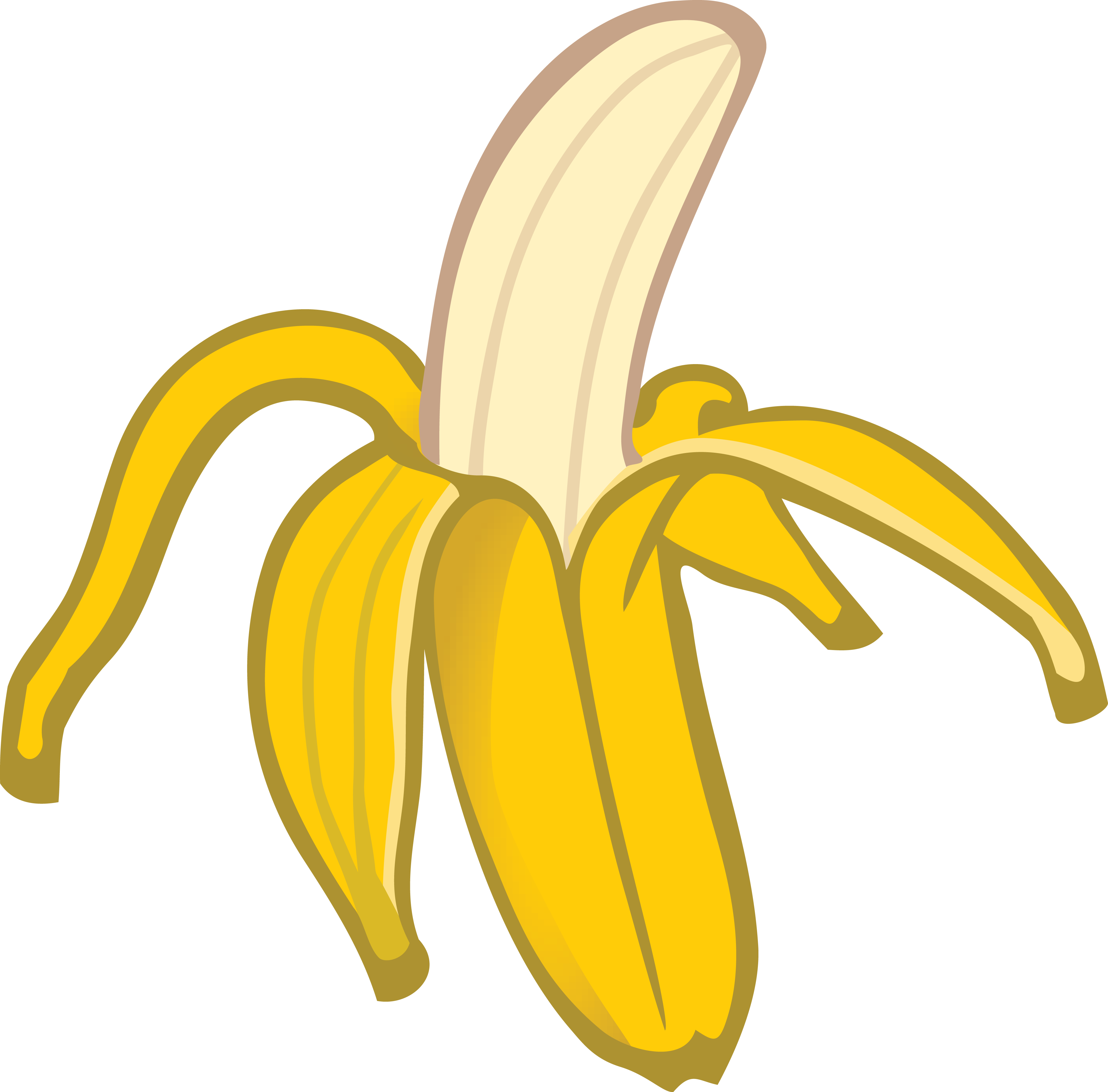 Free Clipart Of A Banana - Cute Banana Drawing (4000x3941)