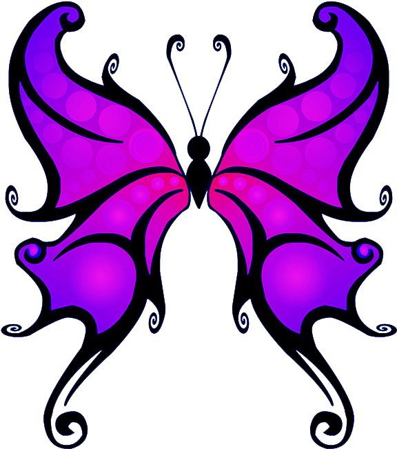 Butterfly Clipart Transparent Png - Fantasy Butterfly Tattoo Outline (591x697)